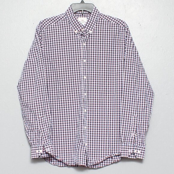 Ben Sherman Tailored Skinny Fit red white blue plaid cotton button up - Picture 1 of 7
